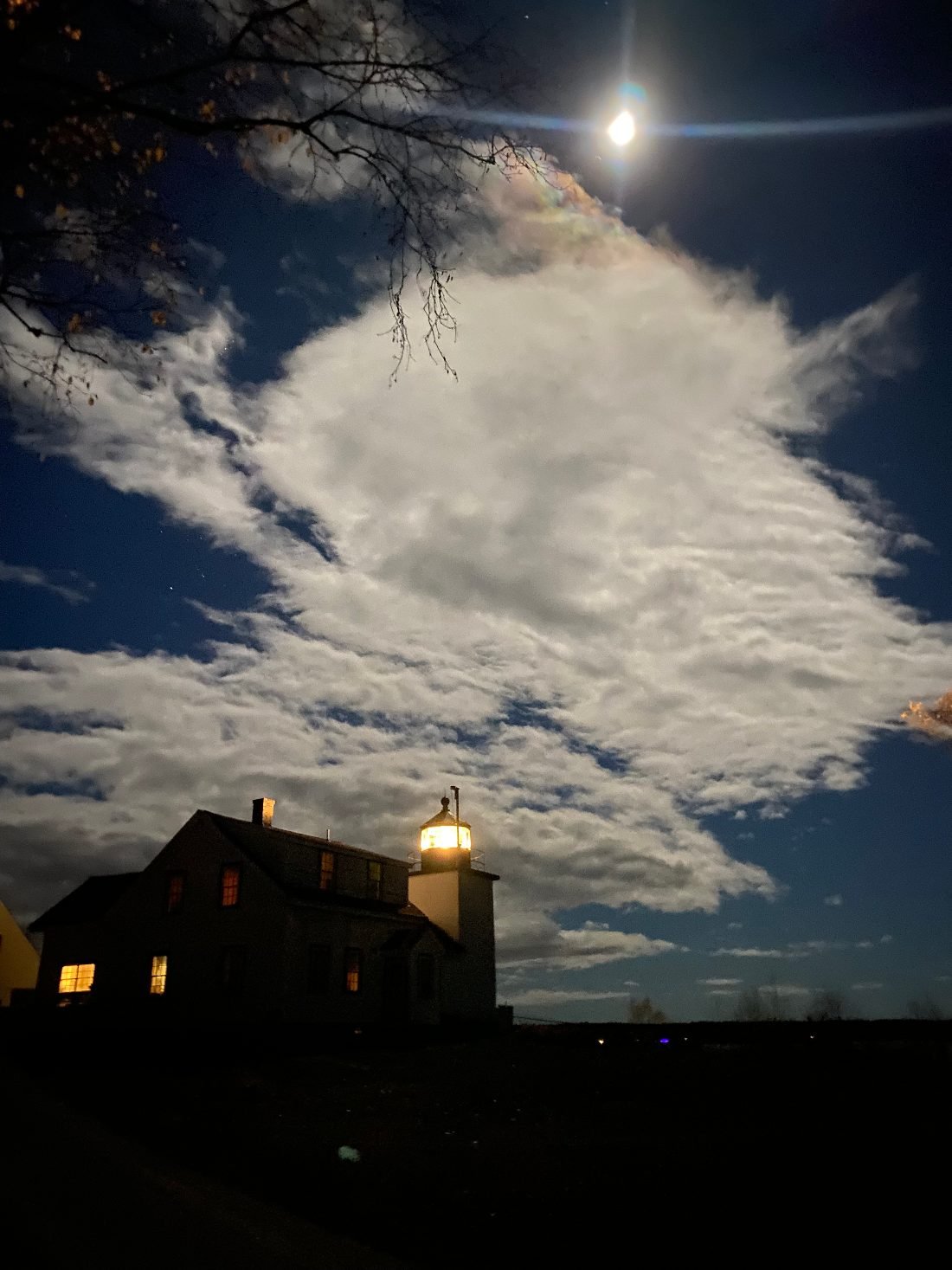 Fort Point Lighthouse at night